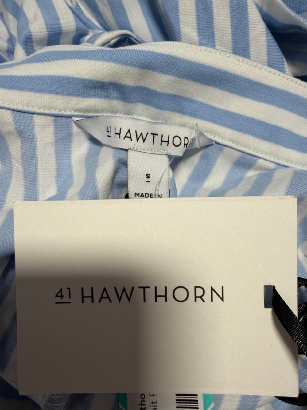 41 HAWTHORN PARIS KNIT POPLIN DRESS BLUE - S - Picture 4 of 5